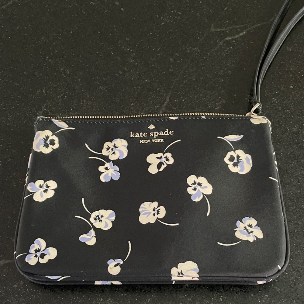 Kate Spade Black and White Floral Wristlet